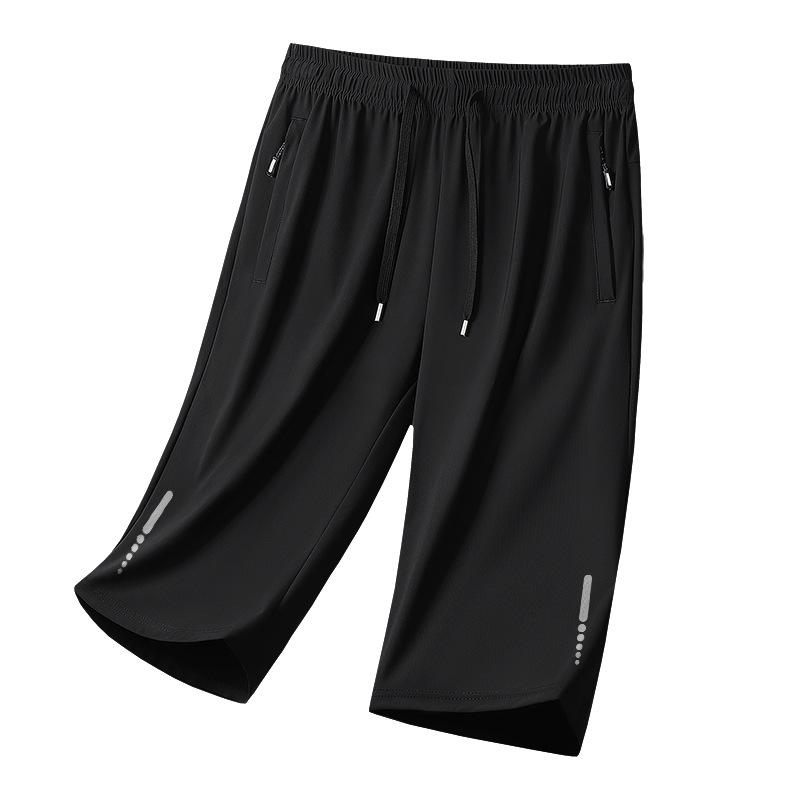 Ice Silk 7-inch Pants for Men In Summer, Thin, Loose, Casual, Straight Leg, Youth, Breathable, Quick Drying Shorts, Men's Sports Pants