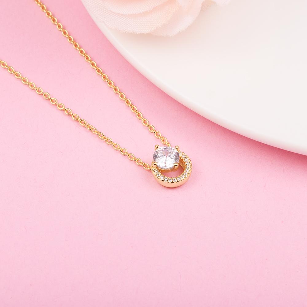 Sparkling Round Halo Pendant Collier Necklace Femme 925 Sterling Silver Clear CZ Necklaces for Women Original Jewelry Colares