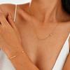 Stainless Steel Rectangular Strip Zircon Necklace, Simple Temperament, Fashionable And Versatile Cold Wind Bracelet Nc-781