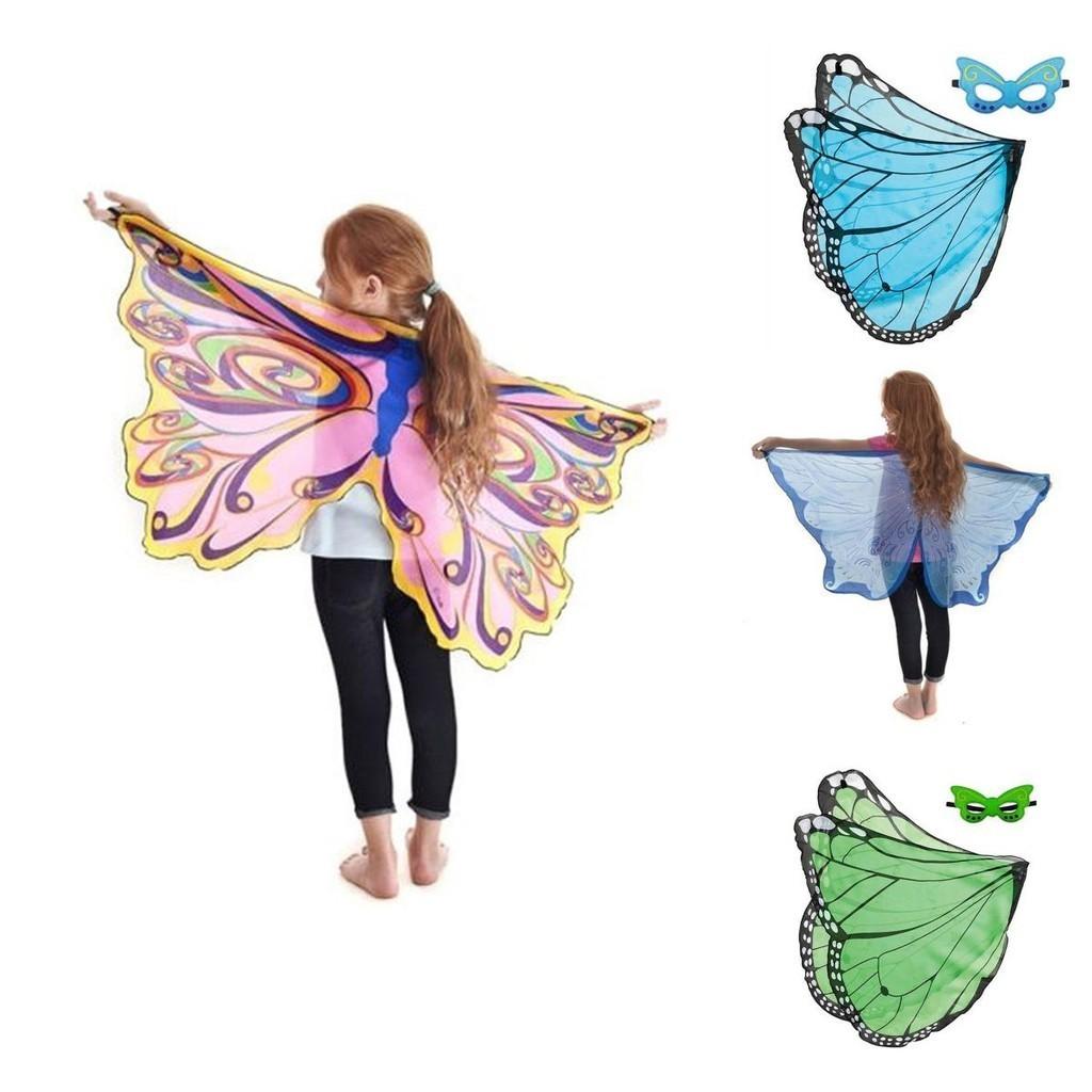 Children Halloween Butterfly Wings Cape Cloak Costume With Mask Unique And Colorful Cosplay Attire