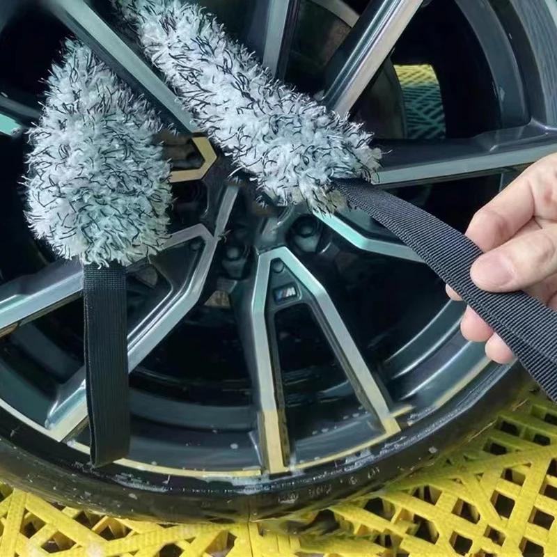 SEAMETAL Ručník na mytí kol auta Kartáč na auto Oboustranný dlouhý pás Čisticí ručník Mikrovlákno Korálový plyš Pás na tahání kol Ručník na detaily náboje