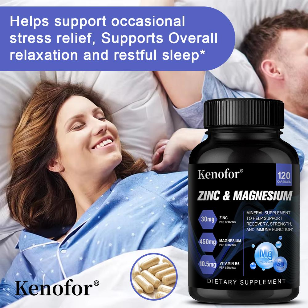 Zinc Magnesium & Vitamin B6 Capsules, Mineral Dietary Supplement with Black Pepper Extract, 120 Capsules