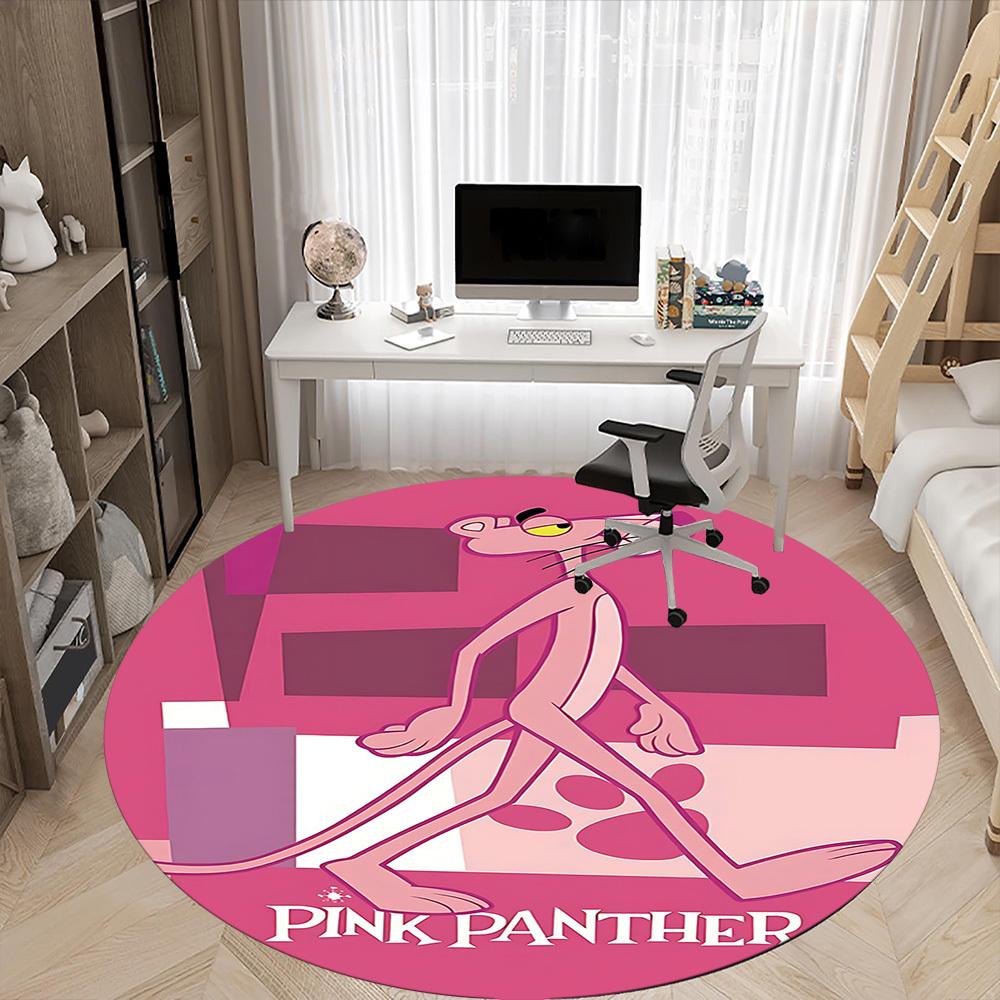 1 pièce Tapis Rond Rose Panthère Rose pour Bureau, Sous les Chaises de Bureau Chambre à Coucher Salon Décoration de la Maison, Disponible en Différentes Tailles1