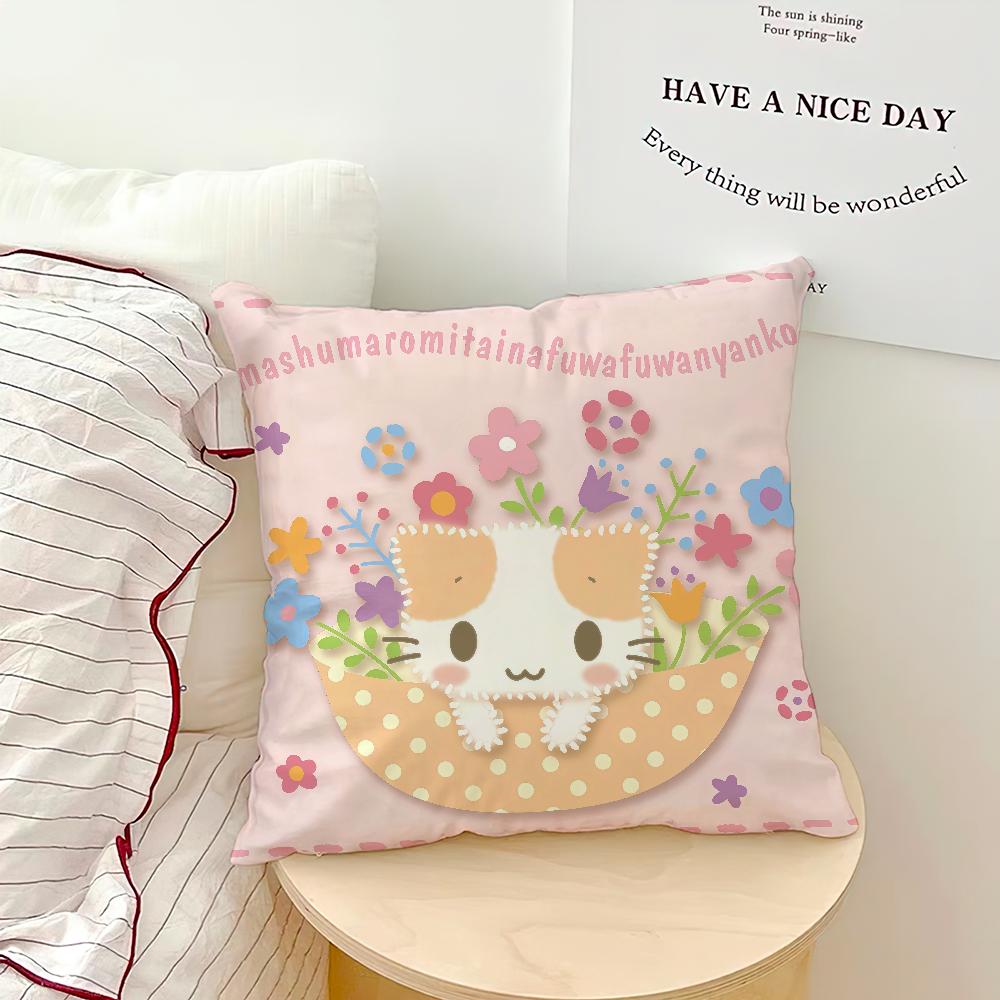 Cute Cartoon M-Masyumaro Cat Comfortable Soft Pillow Case for Sofa Living Room Home Office Decor Protective Covers