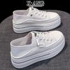 Leather Inner Height Increase White Shoes Children 2025 Spring and Summer New Thick Baseplate Shoes Casual Sports Shoes Two Wear Single Shoes