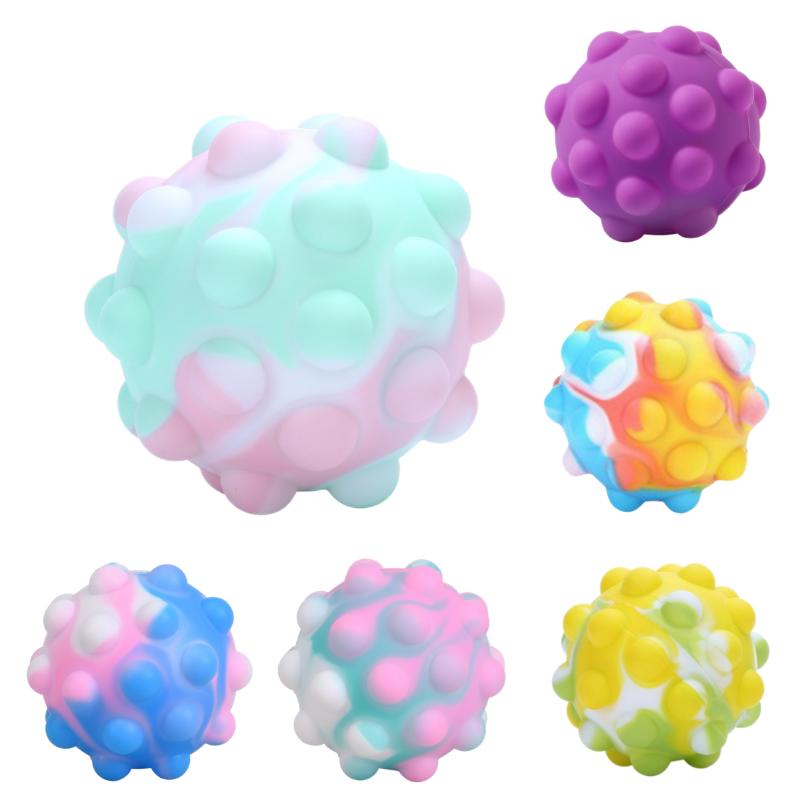 Toys Kids Childrens ElegantRainbow Pop Ball Push Bubble Antistress Decompression Squeeze 3D Elastic Ball Stress Relief Sensory Toy For Gif