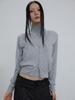 Uusoo Metallic V-Neck Cardigan_ Gray