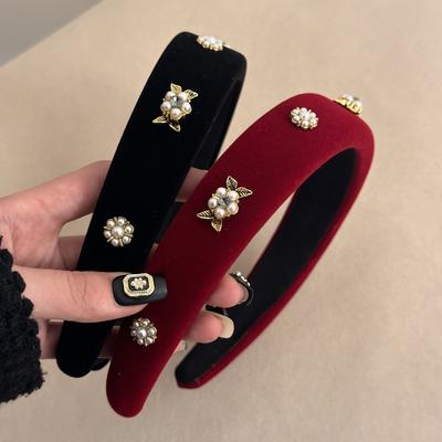 French Style Handmade Butterfly Wool Waves Hairband Fairy Cute Simple Temperament Exquisite Pearls Hair Accessories New