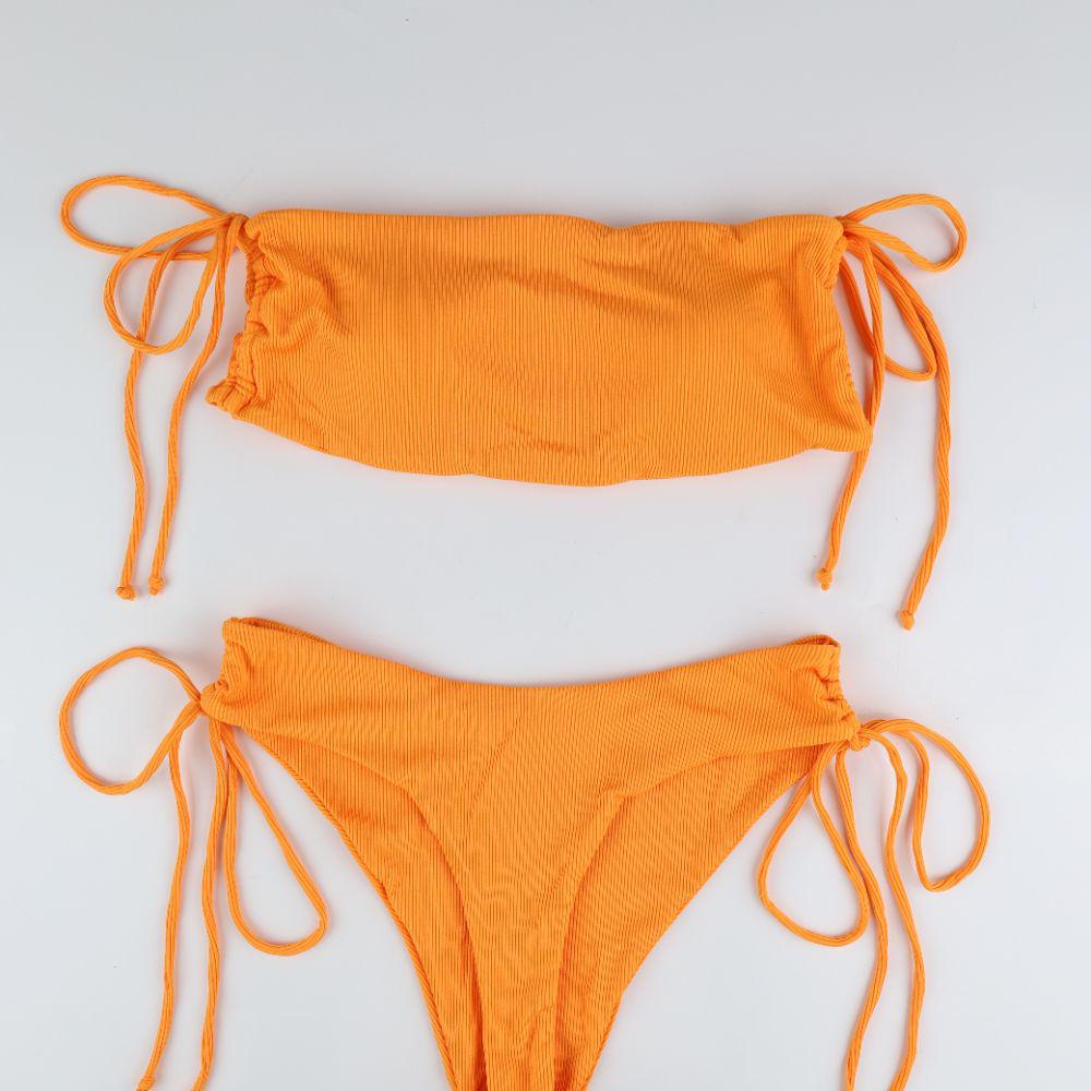 Costum de baie sexy european și american bandeau split - Bikini cu șnur la modă pentru femei