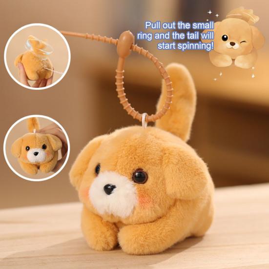 Portachiavi Peluche Cucciolo con Cordicella Coda Scodinzolante Giocattolo Morbido Gatto Squeaky per Borse Zaini Morbido Coccoloso Regalo di Compleanno Interattivo per Bambini