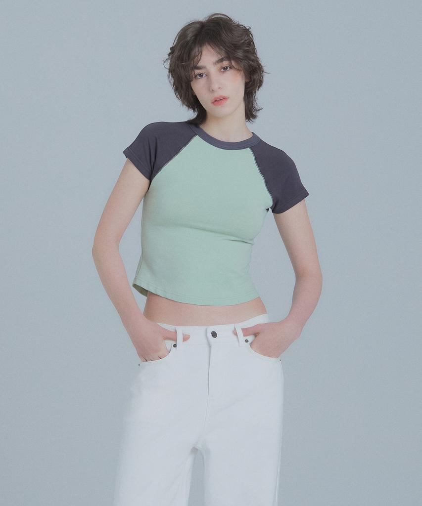 Peulaentigseobiseu Sleeve Warmer Raglan T-Shirt - Mint