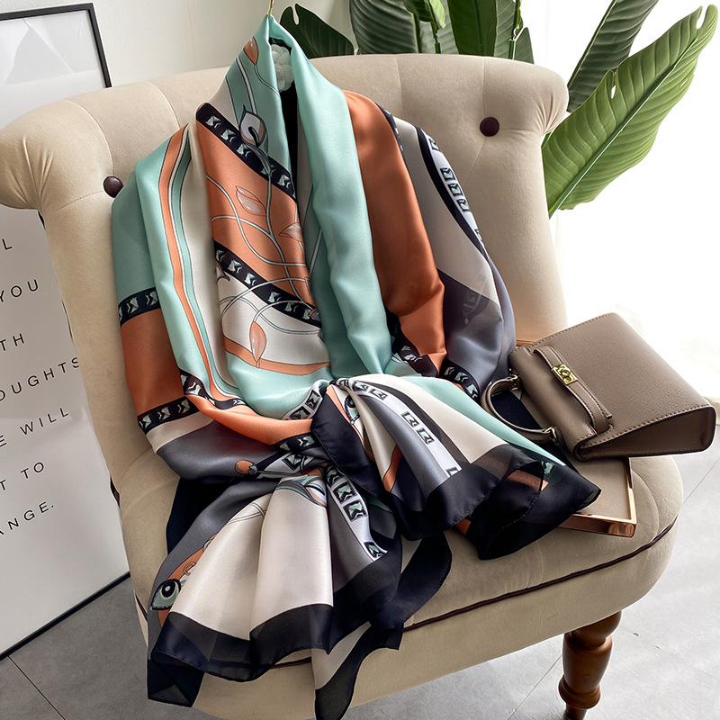 180*90cm Fashion Luxury Brand Scarf Women Shawl  Wrap Spring Muffler Hijab Bufanda Foulard Female Bandana Beach Stoles  Silk