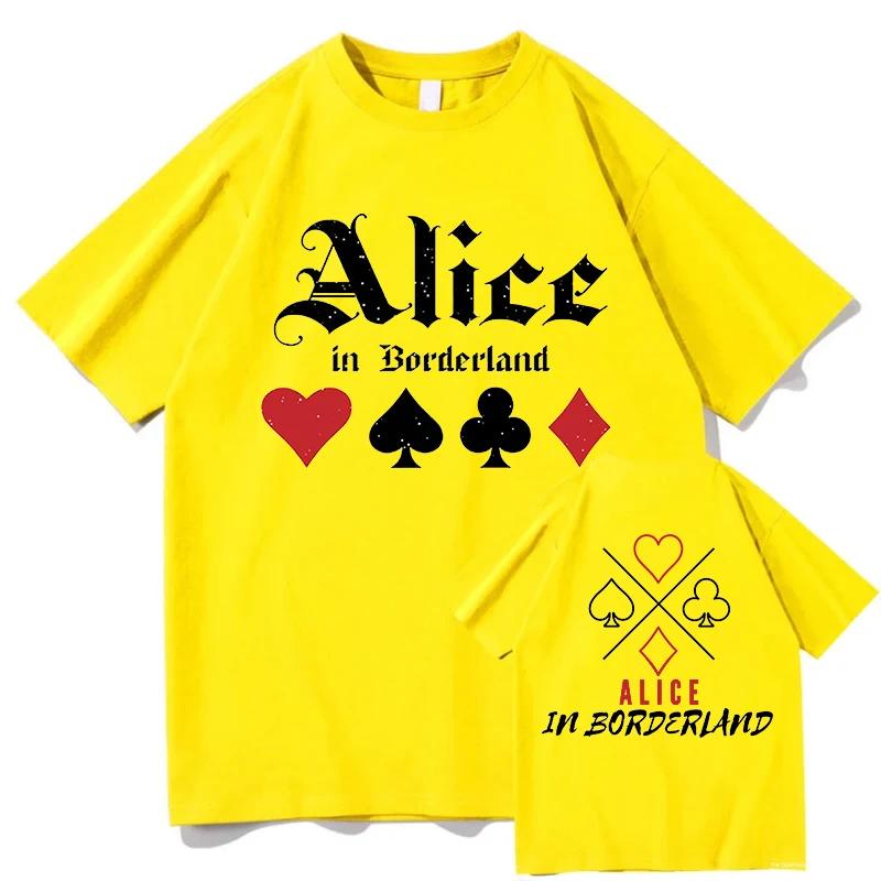 100% Baumwolle Vintage Alice In Borderlands T-Shirts Sommer Buchstabe Unisex Mode Tour 2026 T-Shirts Herren/Damen Oversize Locker T-Shirts