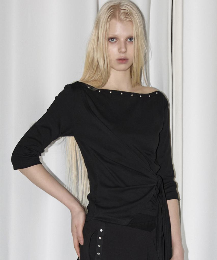 Lense Stud Tie Top Black