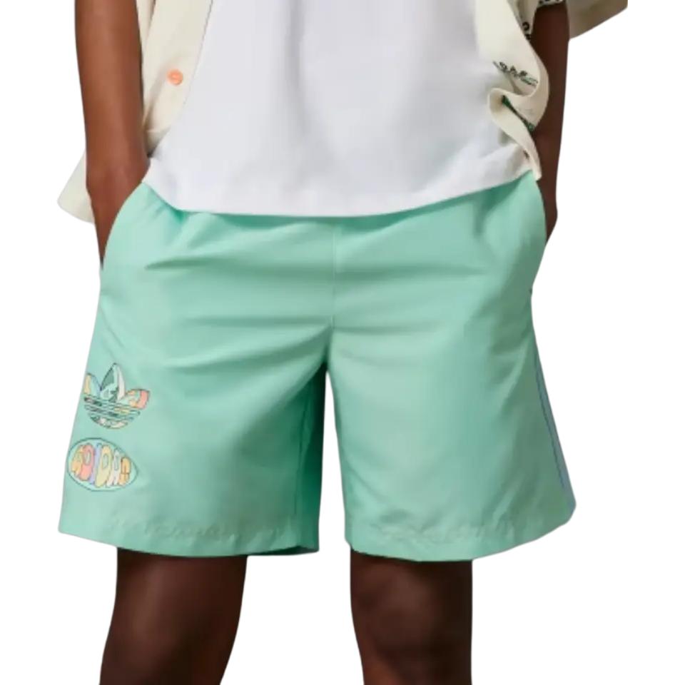adidas Originals Trefoil Enjoy Poly Shorts With Three-Stripe Logo Print Men Shorts Green IT8184
