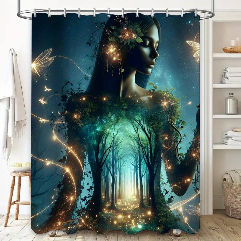 Enchanted Fairy Forest Shower Curtain - Waterproof, Mildew-Resistant, Machine Washable For Magical Bathroom Decor