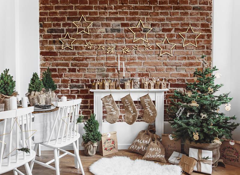 Decorative Star Hanging Ornaments, Natural Wood, 3 Pcs.