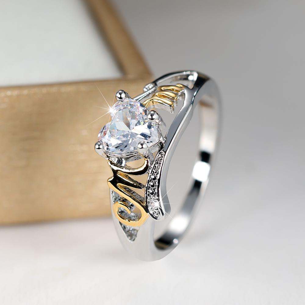 Fashion Classic Heart Shape Rings For Women Letter Mother Finger Ring Mother's Day Charm Jewelry