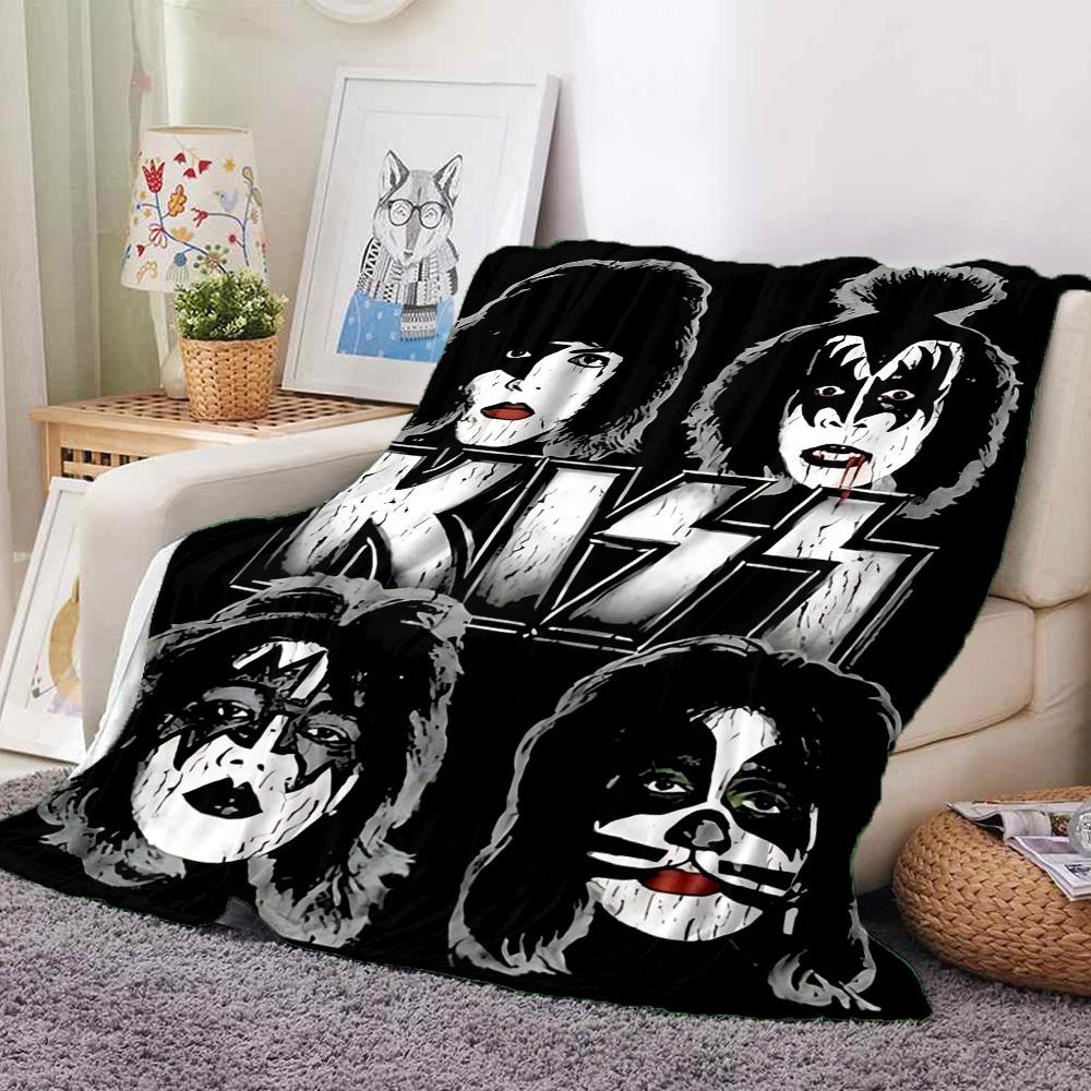 1 Stück KISS Band Flanelldecke, Weich Hautfreundlich mit Digitaldruck, Verschiedene Größen Verfügbar für Familie, Freunde, Geburtstag