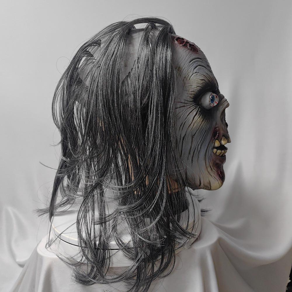 Horror Latex Zombie Maske Mit Weißen Haaren Für Halloween Kostüm Und Spukhaus Dekoration