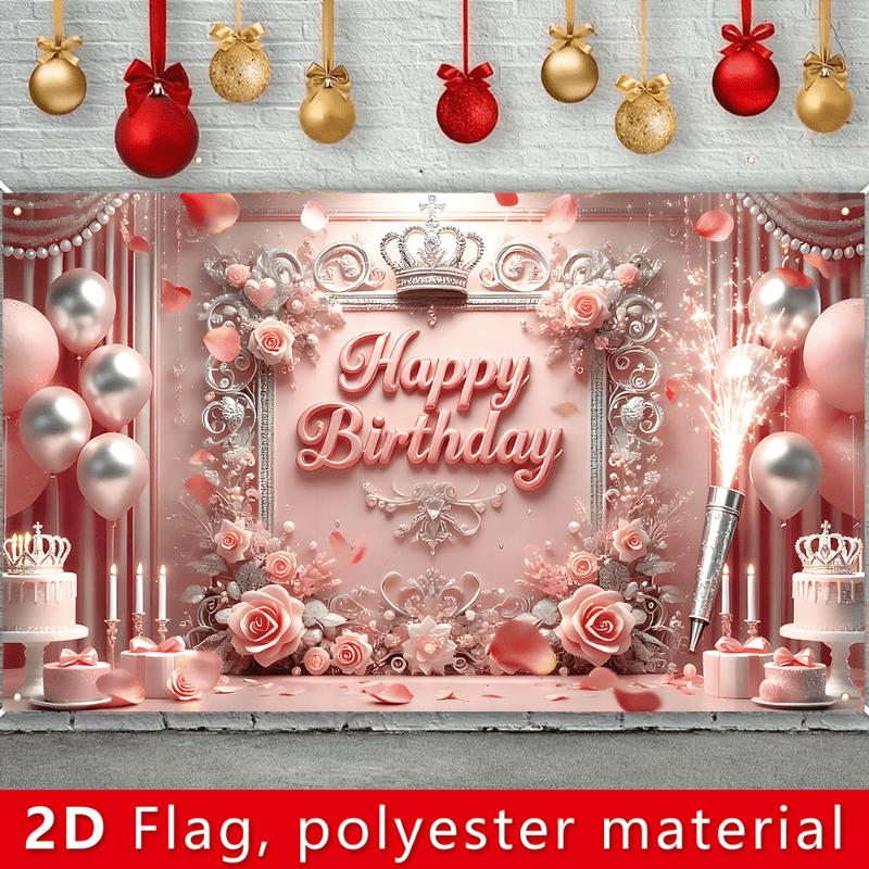 2D Plane, 2D Plane Banner, 1 Birthday Happy Background Decoration Banner, No Electricity Required
