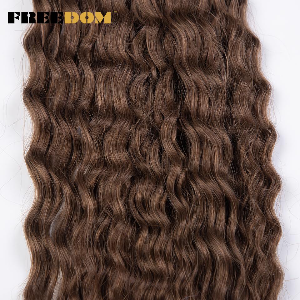 FREEDOM Synthetisches Lockiges Haar 24 Zoll Wasserwelle Twist Häkelzopf Haar Ombre Pink Ingwer Tiefwelle Flecht Haarverlängerung