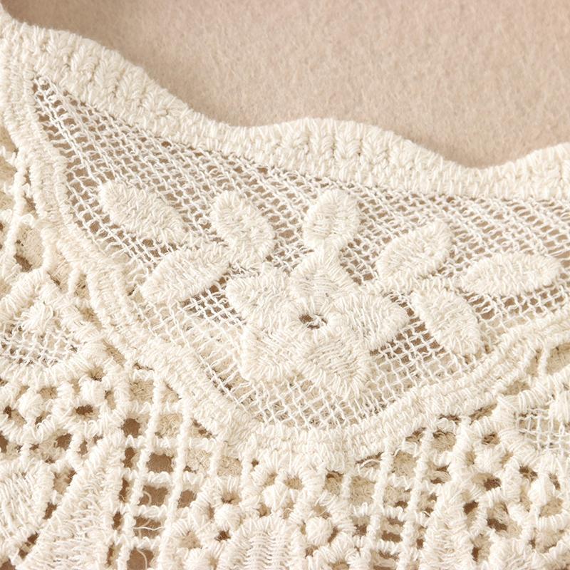 DIMANAF 2025 New Summer Basic Shirt Women Lace Blouse Short Tops Tees Casual Loose White Short Tees