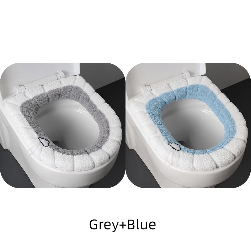 2856C Thickened Plush O-Type Warm Toilet Universal Reusable Winter Toilet Seat Cushion Toilet Seat Cover