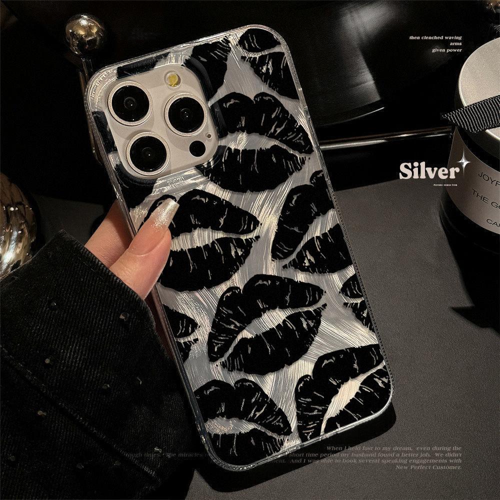 Sexy Lip Print Is Suitable for iPhone17promaxIMD Feather Yarn Mobile Phone Case Apple 16 Advanced Sense 14/15 Generation