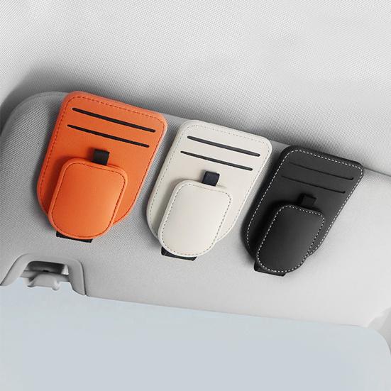 Magnetischer Brillenclip für das Auto, Sonnenbrillenhalter für den Sonnenschutz, Fahrsonnenbrillenclip mit Kartenhalter für Auto-Innenzubehör