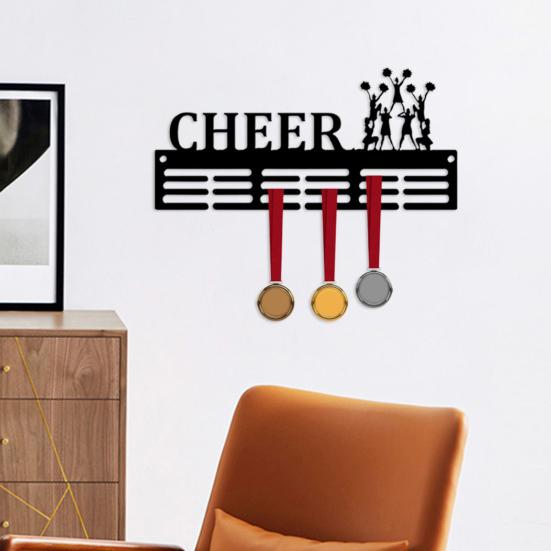 Wall Mounted Medal Hanger Black Metal Display Stand Cheerleader Silhouette Wall Decoration Medal Organizer Gift for Athletes