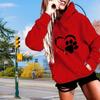 Naiste Love Dog Claw Print Lahtised kapuutsiga topid Pluus Pusa vabaaja pikkade varrukatega pullover Topid