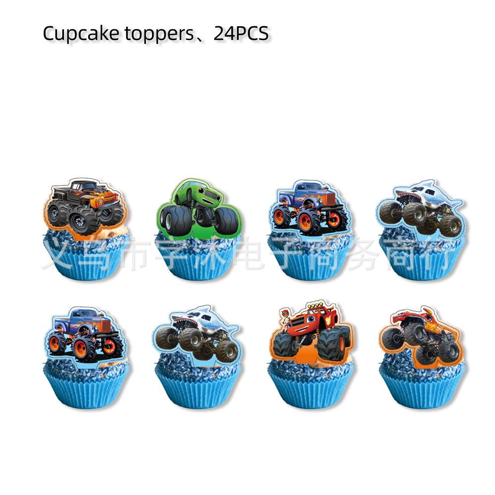 Monster Truck Theme Party Tableware Set - Plates, Napkins & Decorations