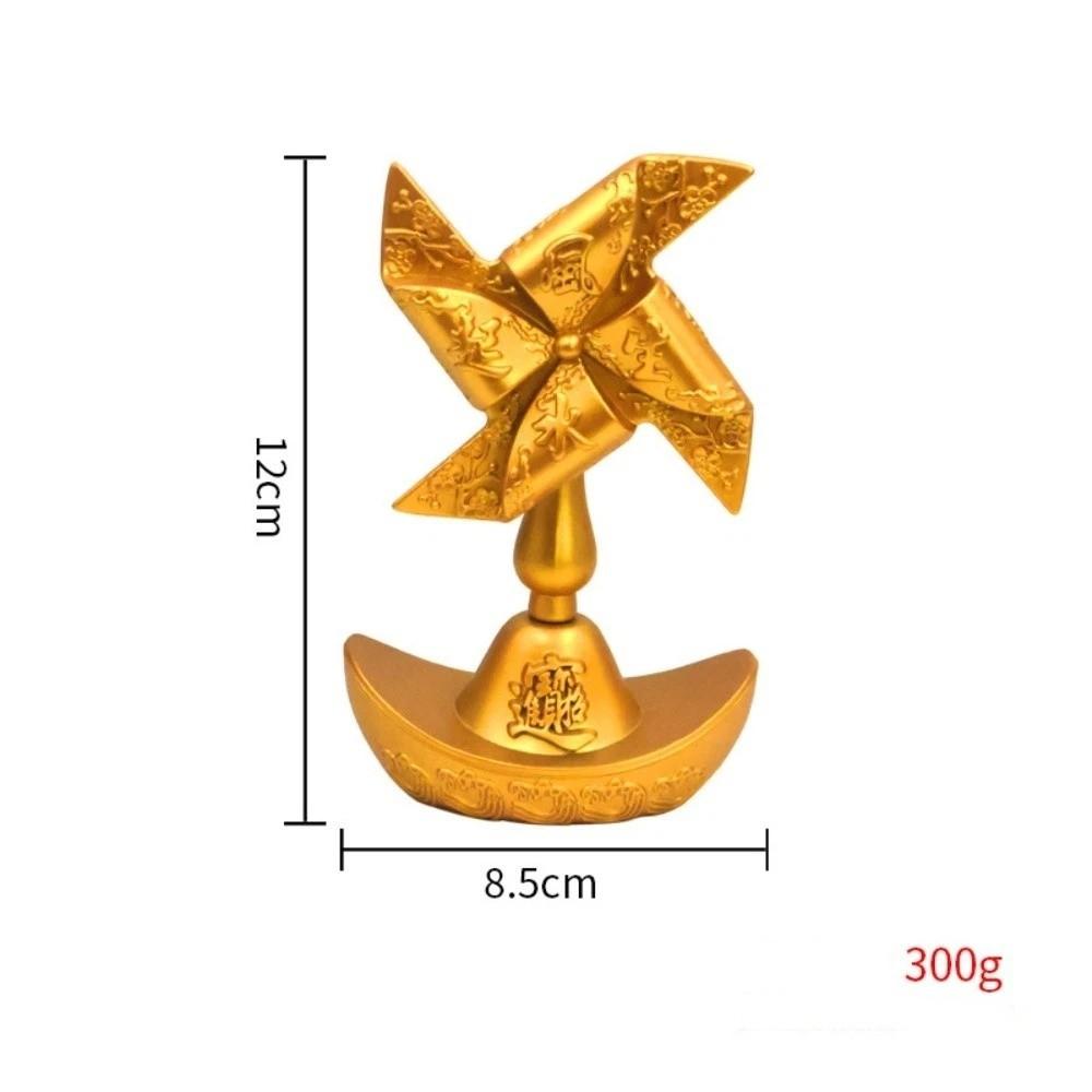 Ornement Créatif en Alliage Moulin à Vent Rotatif Artisanat Doré Bonne Fortune Décoration de Maison Ornement Artificiel Porte-Bonheur Auspicieux Rassemblement de Richesse