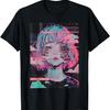 Anime Girl Vaporwave Glitch Cyber Goth E-Girl Distressed T-Shirt