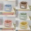 Checkered Pattern Storage Bin Multipurpose Cloth Organizers For Cosmetics Office Supplies Household Items Easy To Clean