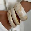 Ingemark 3Pcs/Set Vintage Beige Resin Bangles for Women On Hand 2026 New Trend Boho Stacking Charm Bracelets Y2K Jewelry Gift