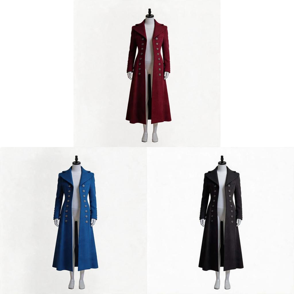 Gothic Fantasy Coat For Women With Double Breasted Design For Stage Performances