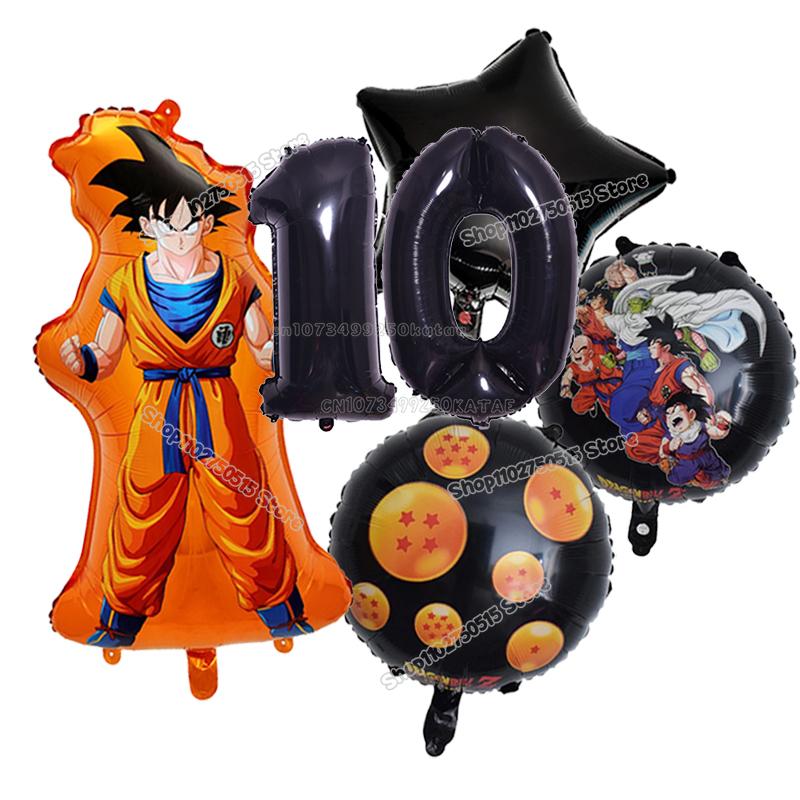 Anime Son Goku Kids Birthday Decoration Dragons Ball Number Balloons Collection Boy Girl Party Favor Cartoon Baby Shower Birthday Decor