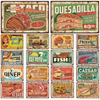 Vintage Cuisine Burgers Hot Dogs Pizza Grilled Meat Metal Tin Sign Plaque Decoration Home Man Cave Bar Cafe Club Wall Deco