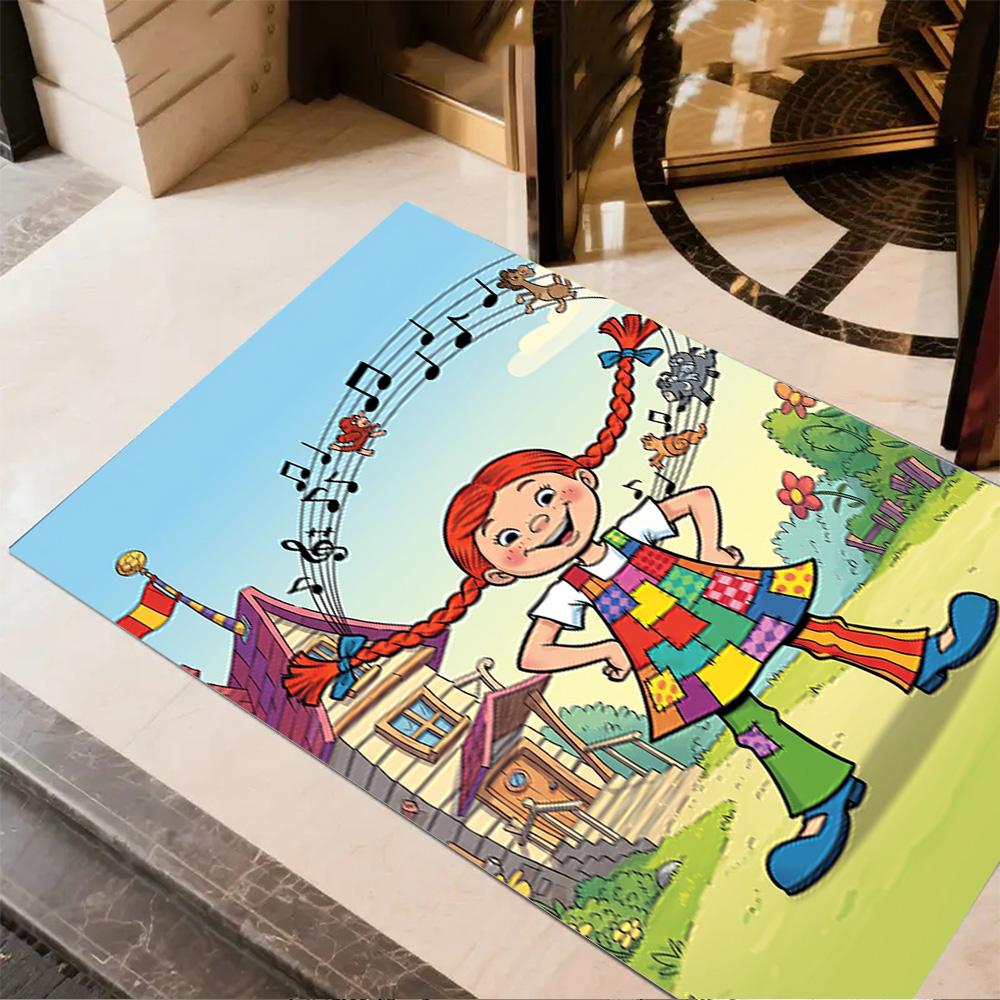Pippi Adventure Floor Mat Perfect for Dining Room Outdoor Balcony Foyer Anti-slip Rug Office Home Decor Luxury Gift for Birthday, Christmas, Wedding