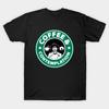 Asian Size Men Black Print T-shirt Coffee & Contemplation No-Cut Heat Transfer Print Cotton Tshirt