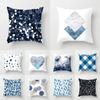 Office Living Room Home Pillowcase Geometric Black And Blue Pattern Printed Pillowcase Car Ornaments