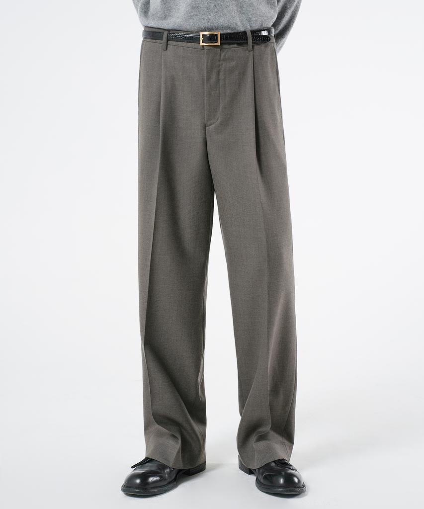 Beulaendideu Wool One Tuck Wide Slacks [Charcoal Brown]