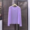 Women UV Protection Tops Round Neck Long Sleeve Loose Fit Quick Dry Beach Wear See-through Thin Blouse