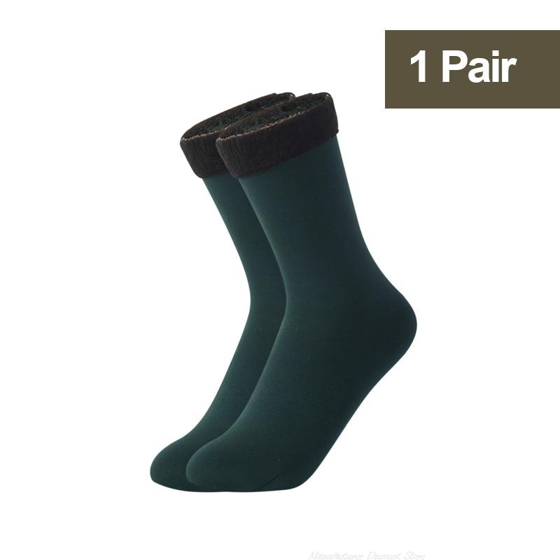 Winter Snow Socks Women Men Velvet Thickened Medium Tube Solid Color Floor Thermal Floor Sleep Socks Cashmere Socks