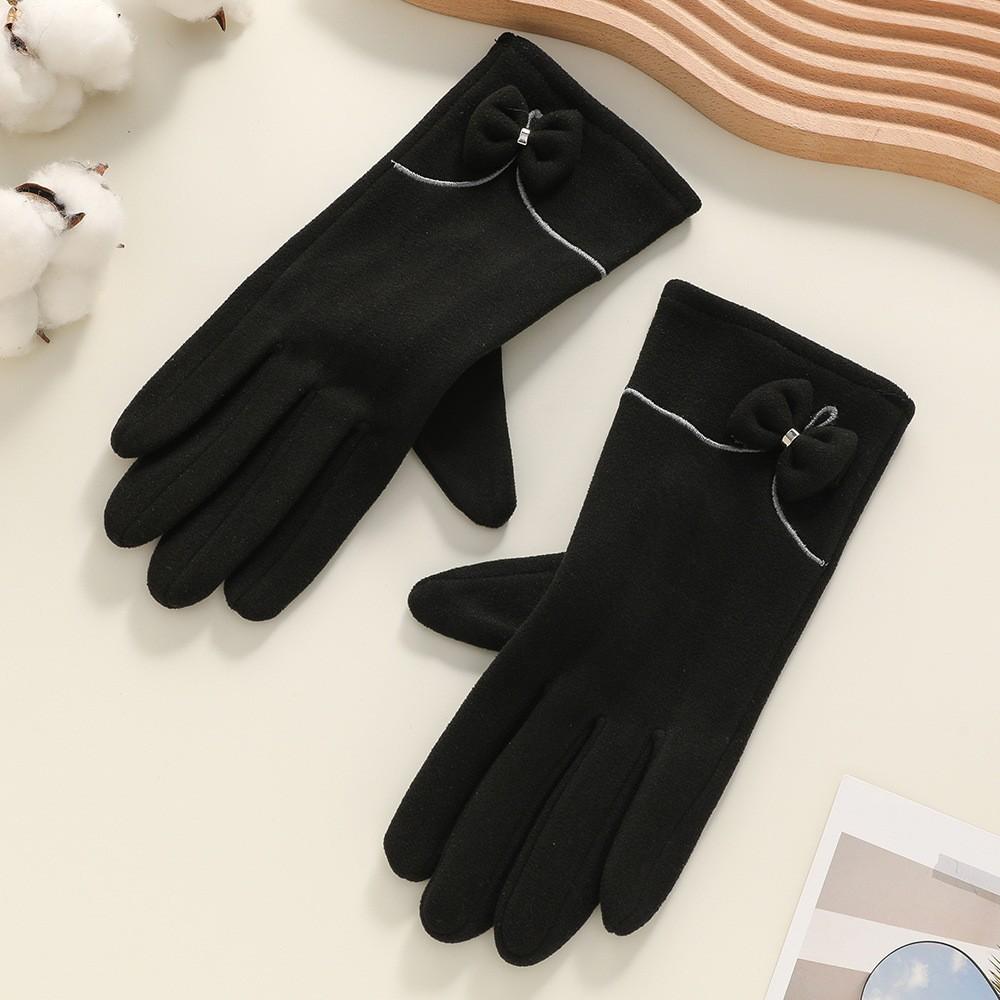 Warm Gloves New Rabbit Velvet Bow Outdoor Cycling Versatile Windproof and Cold Autumn and Winter Gloves