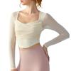 SLINX Yoga à Manches Longues à Bonnets Ouverts Yoga Uni YCT03 Vêtements pour Femmes, T-Shirt, Dos, Élégant, Chemise Stay-Stick, Anti-Humidité, Séchage Rapide, Couleur,