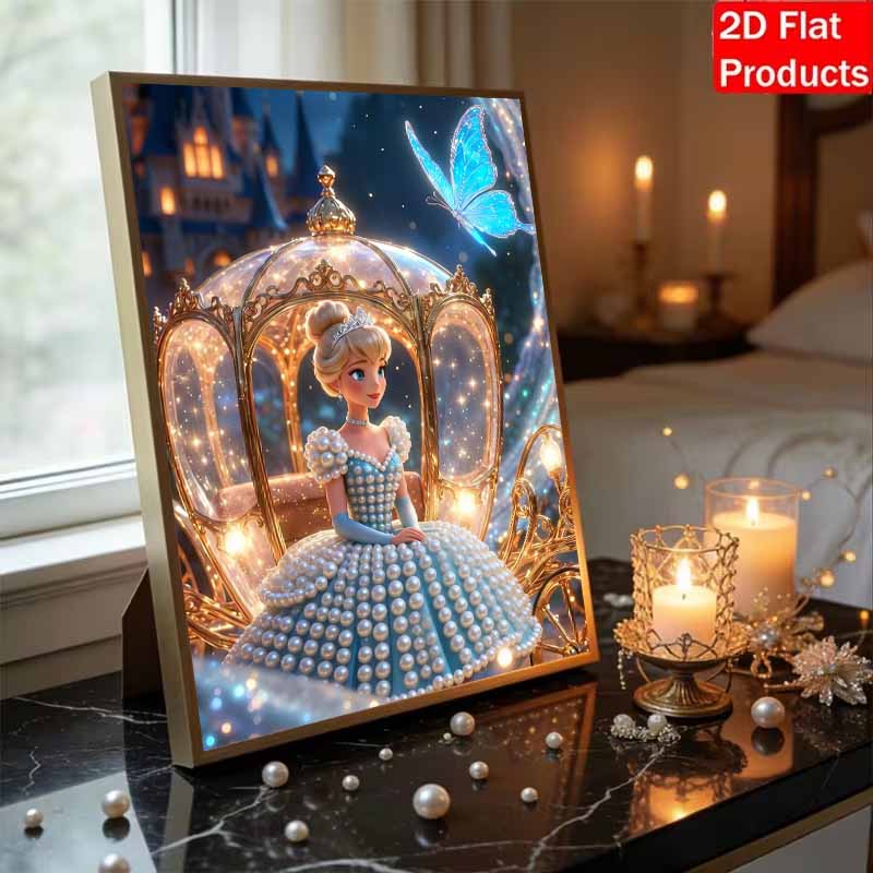 Disney Pärlmålningsset Askungen i en Pumpavagn Utsökt och Glittrande Konstverk Perfekt för Hemsväggdekoration och Handgjorda Gåvor