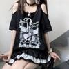 VAYLA New Summer Fashion Sweet Cool Chest Strap Square Neck Off Shoulder Short Sleeve Casual Loose Fit Sport Mid Length T-shirt